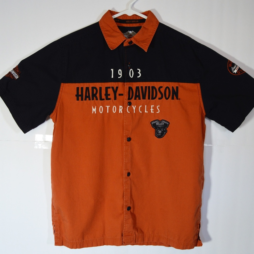 Harley Davidson Garage Mechanic Button Front